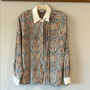 Russ - Multicolor Paisley Blouse, 14,‎ feminine, pleated